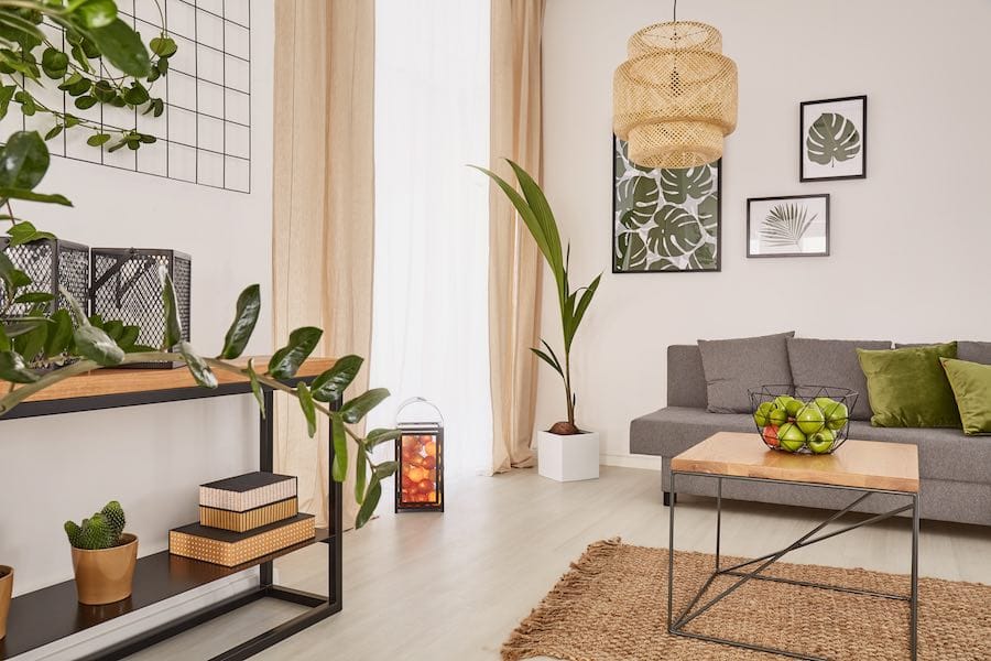 Inrichting met planten en hout boho stijl