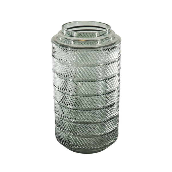 Vaas Relief Glas Grijs 12,5x23cm