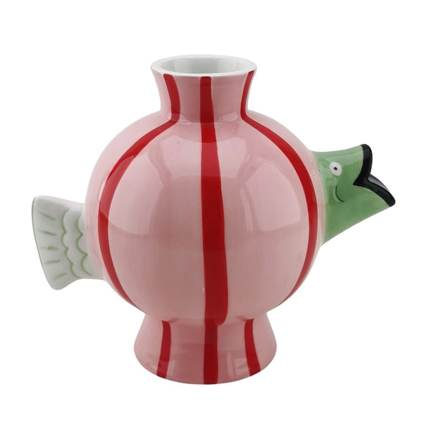 Vaas Zwemmende Vis Dolomiet roze-mint-rood 21,5x13x17cm