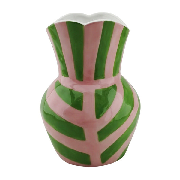 Vaas Gestreept Dolomiet Groen/Roze 16x16x22cm