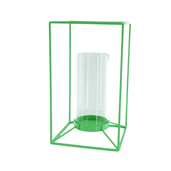 Windlicht Metaal Glas Groen 14,5x14,5x25cm