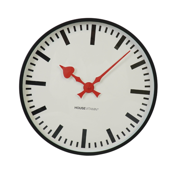 Klok Station Wit/Zwart 40x40x4cm