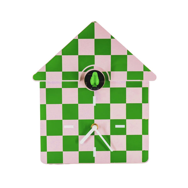 Koekoeksklok Geblokt Groen/Roze 24x27x9cm