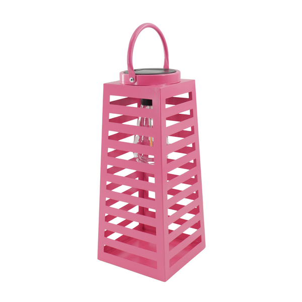 Lantaarn Solar Metaal Roze 14x14x32,5cm