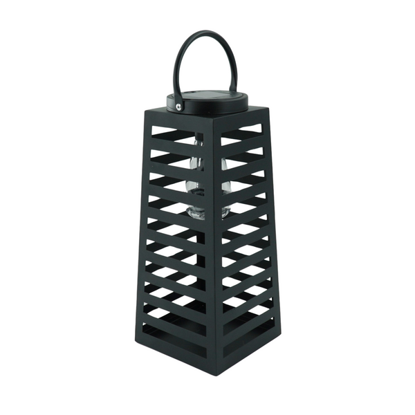 Lantaarn Solar Metaal Zwart 14x14x32,5cm