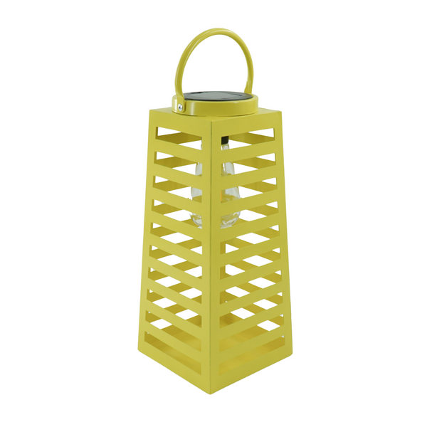 Lantaarn Solar Metaal Neon Geel 14x14x32,5cm