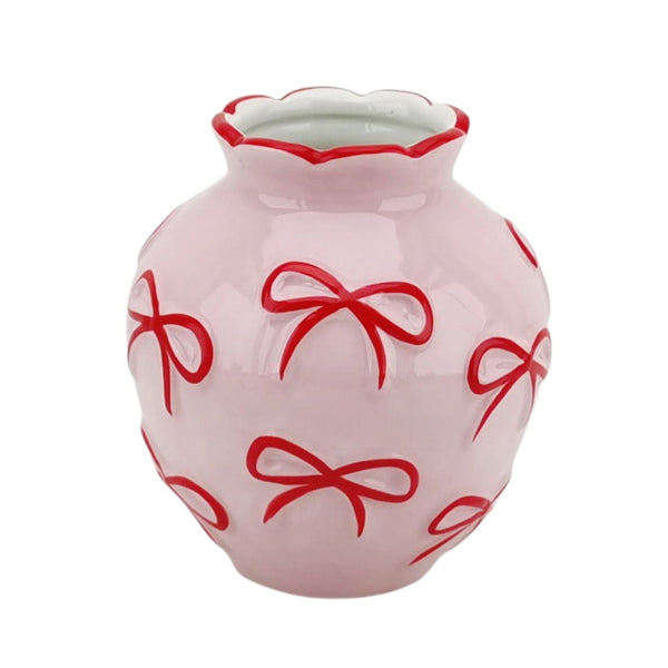 Vaas Strikjes Dolomiet Lichtroze/Rood 13x13x14cm