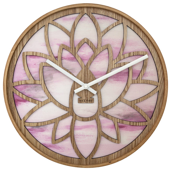 Klok Lotus Hout roze 40x40cm