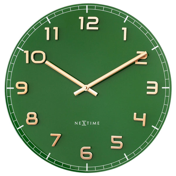 Klok Classy Medium Glas/Aluminium groen 40x40cm
