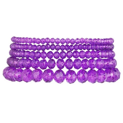 Armbanden 5-laags Kristalkralen paars - paars