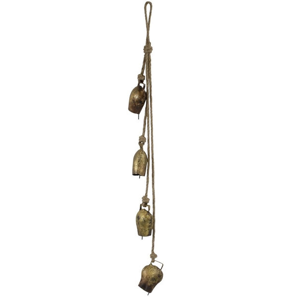 Bellen Goud 4-bellen aan touw 85cm