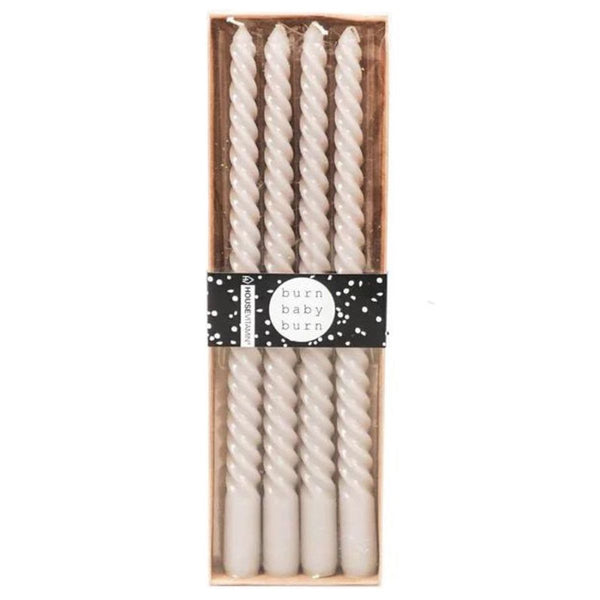 Dinerkaarsen set-van-4 Twisted Grey 30cm