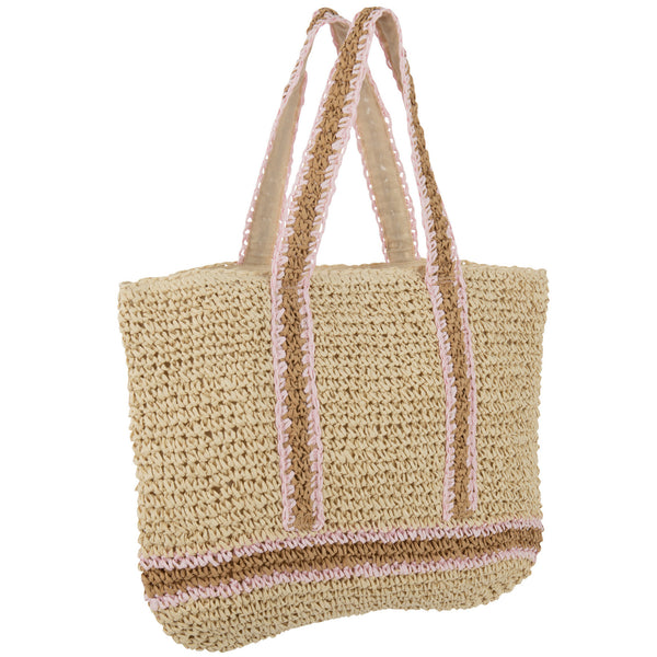 Draagtas naturel roze 42x15x40cm