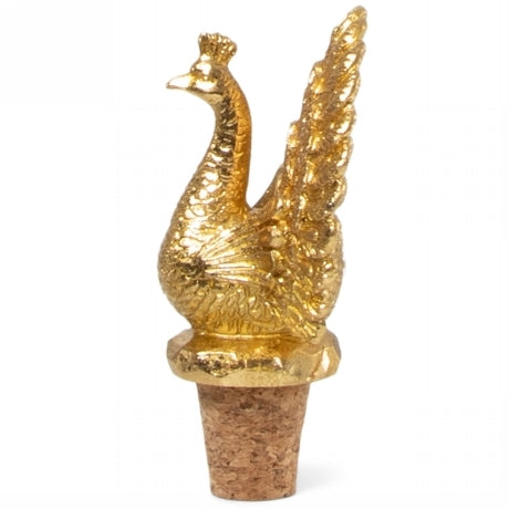 Flessenstop Pauw goud 7x7x10cm