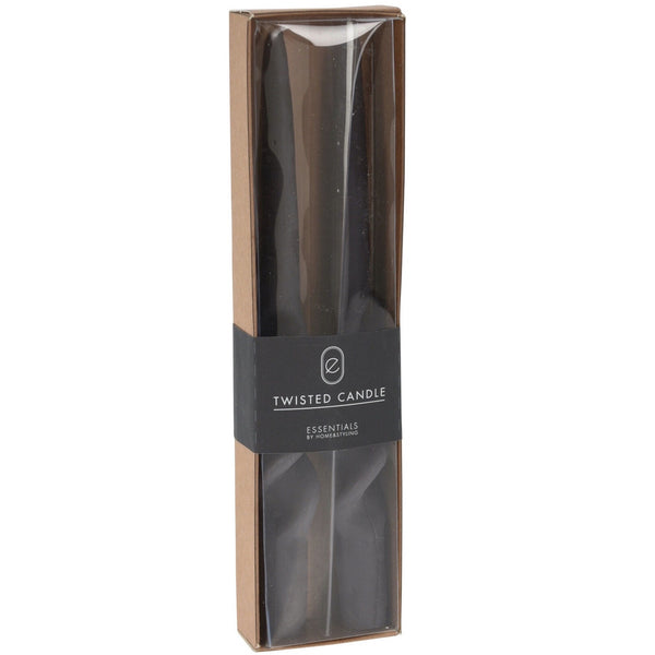 Kaarsen set-van-2 Gedraaid antraciet 2x2x25cm