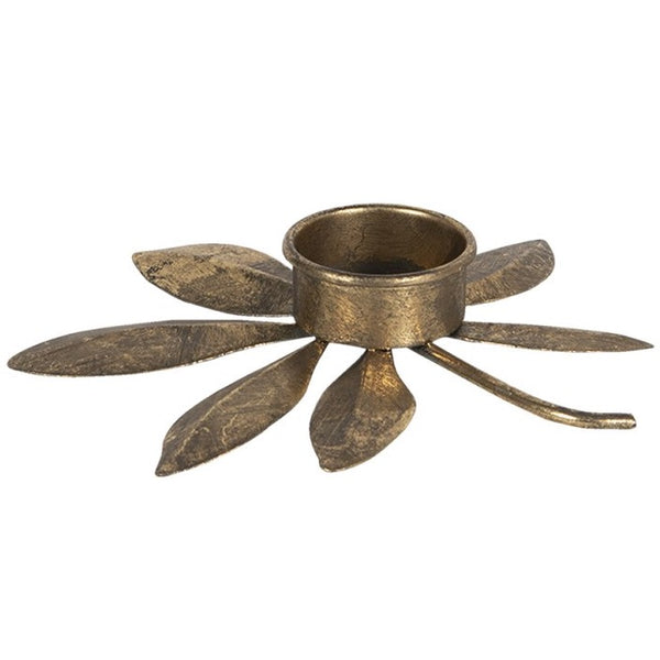 Kandelaar Bloem goud 16x15x2cm