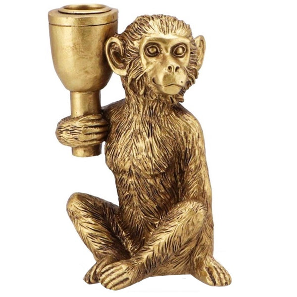 Kandelaar Monkey goud 11x6x15cm