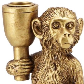 Kandelaar Monkey goud 11x6x15cm