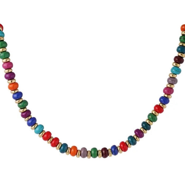 Ketting gekleurde steentjes RVS Multi