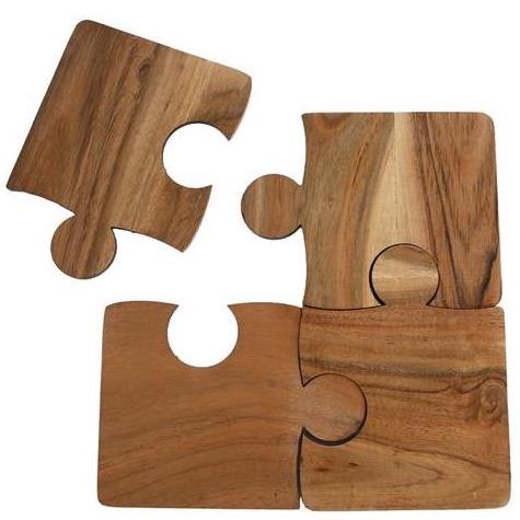 Onderzetters Puzzle Acacia naturel 10x13x1cm