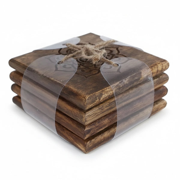 Onderzetters set-van-4 Manu Curved mangohout 10x10x1cm