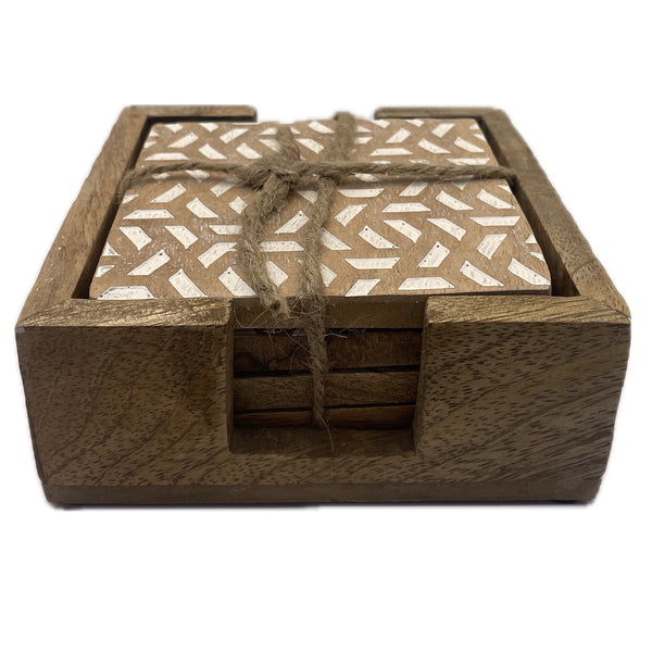 Onderzetters set-van-4 Mozaïek bruin wit 10x10x1cm