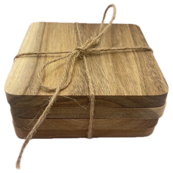 Onderzetters set-van-4 Square Acacia 10x10cm