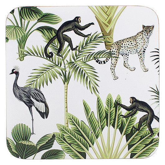 Onderzetters set-van-6 Jungle wit 10x10cm
