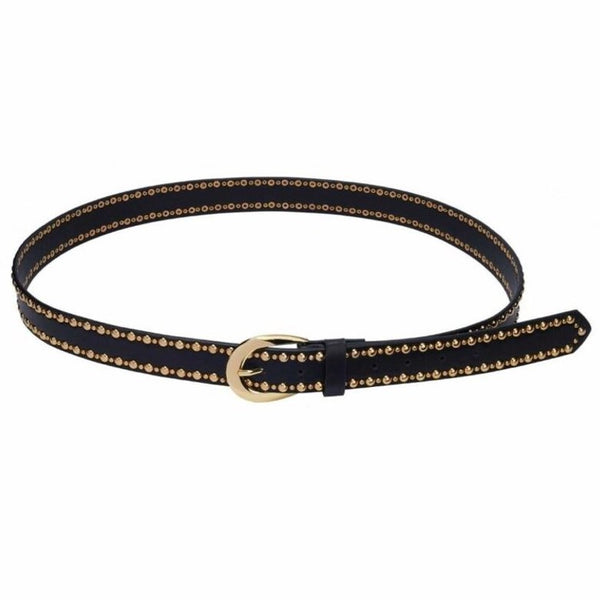 Riem Fabulous Stud zwart goud 135cm