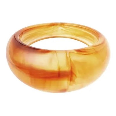Ring Polyhars rond Bruin Resin size 17