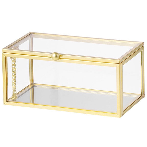 Sieradendoosje middel transparant koper 12x7x6cm