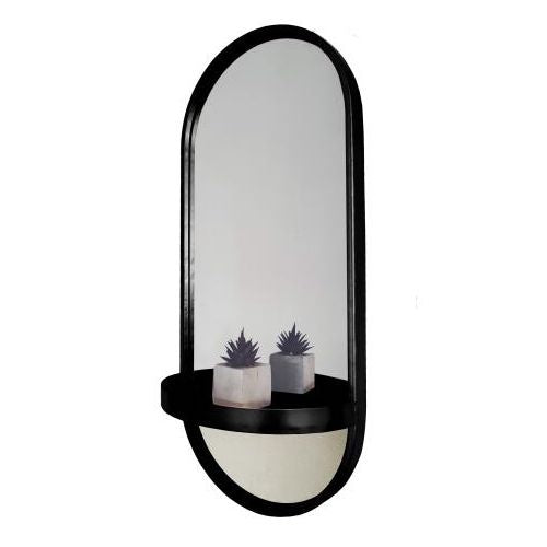 Spiegel met Plank Metaal Zwart 30x15x70cm