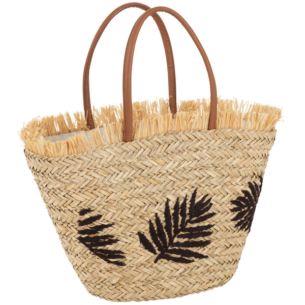 Strandtas Blad Jute naturel donkerbruin 56x19x30cm