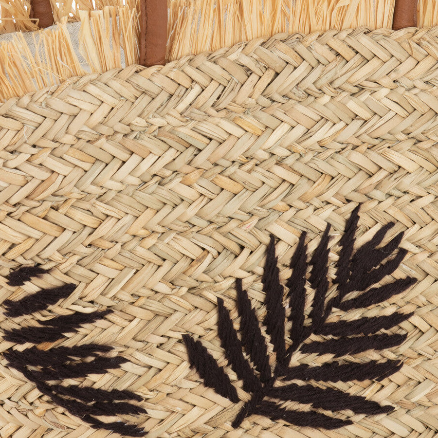 Strandtas Blad Jute naturel donkerbruin 56x19x30cm