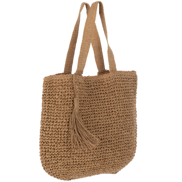 Strandtas Kwast lichtbruin 41x14x38cm