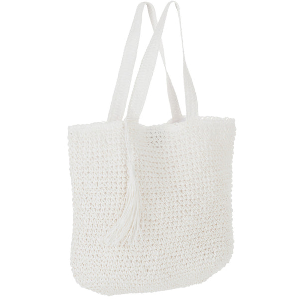 Strandtas Kwast wit 41x14x38cm