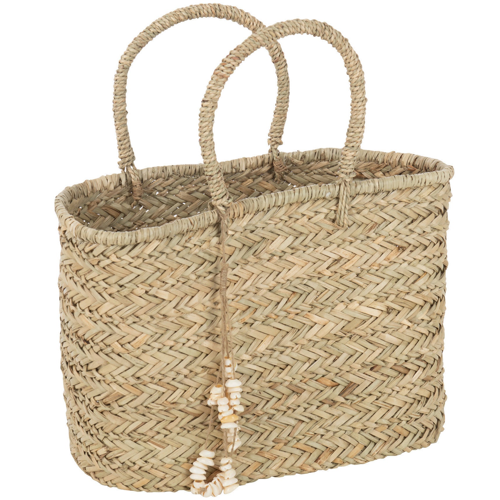 Strandtas Schelpen Jute naturel L 41x22x26cm