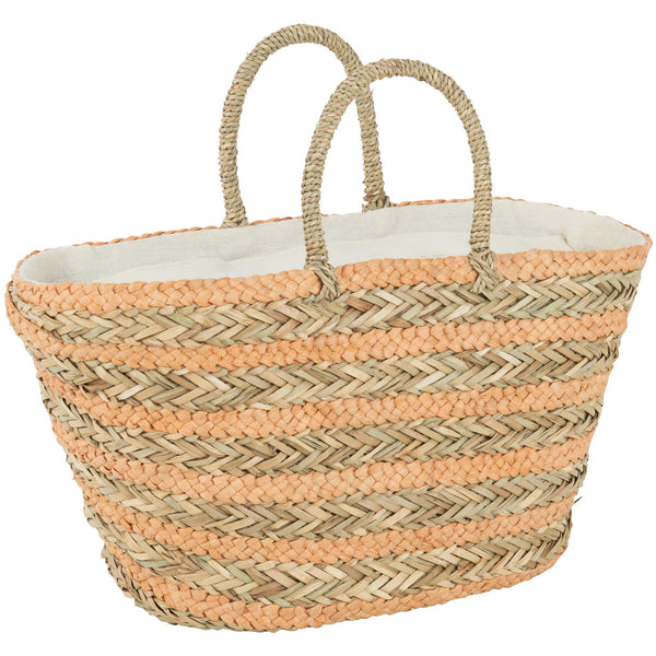 Strandtas Strepen Jute naturel lichtoranje 65x22x30cm