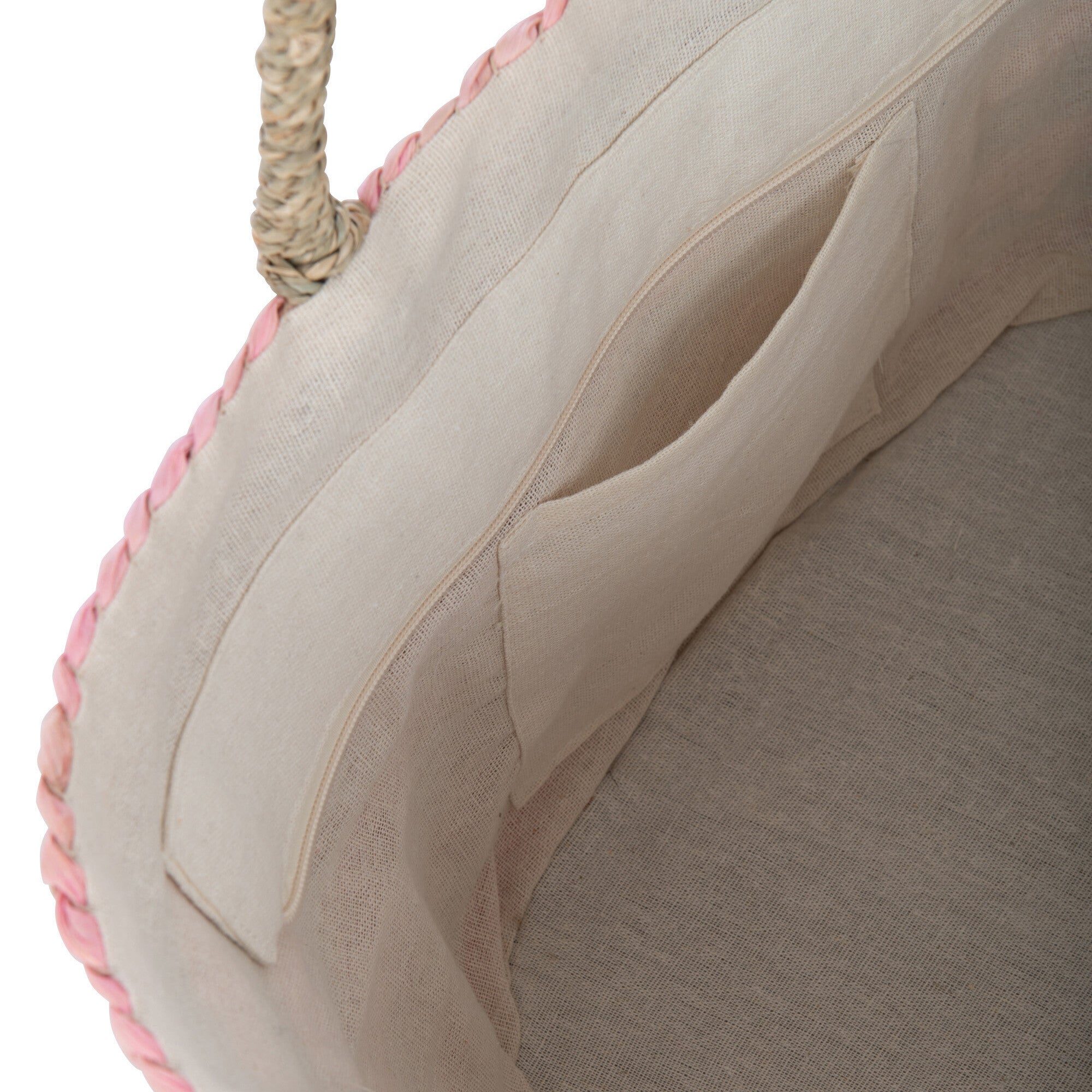 Strandtas Strepen Jute naturel lichtroze 65x22x30cm