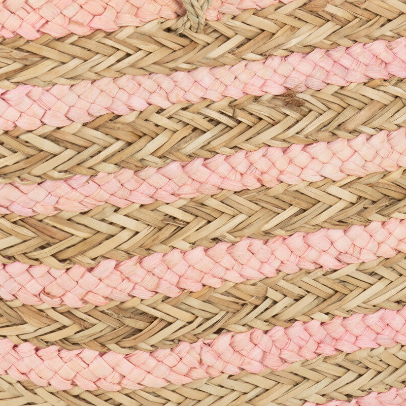 Strandtas Strepen Jute naturel lichtroze 65x22x30cm
