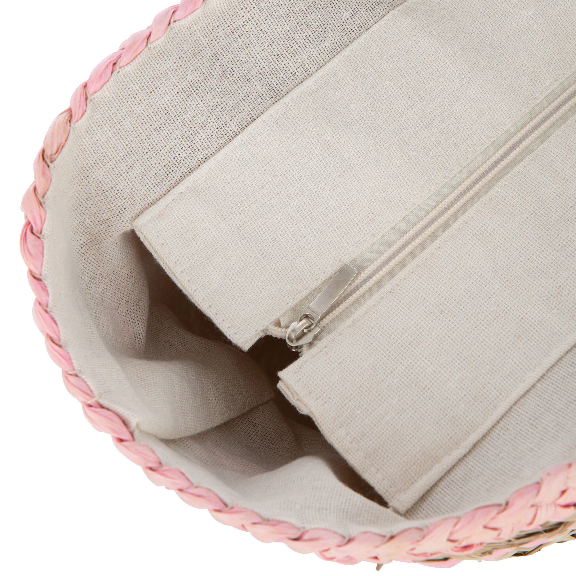 Strandtas Strepen Jute naturel lichtroze 65x22x30cm