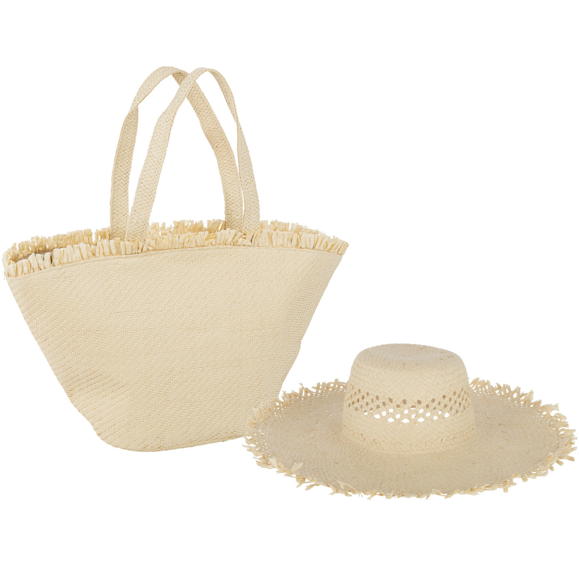 Strandtas met Hoed naturel 60x18x31cm
