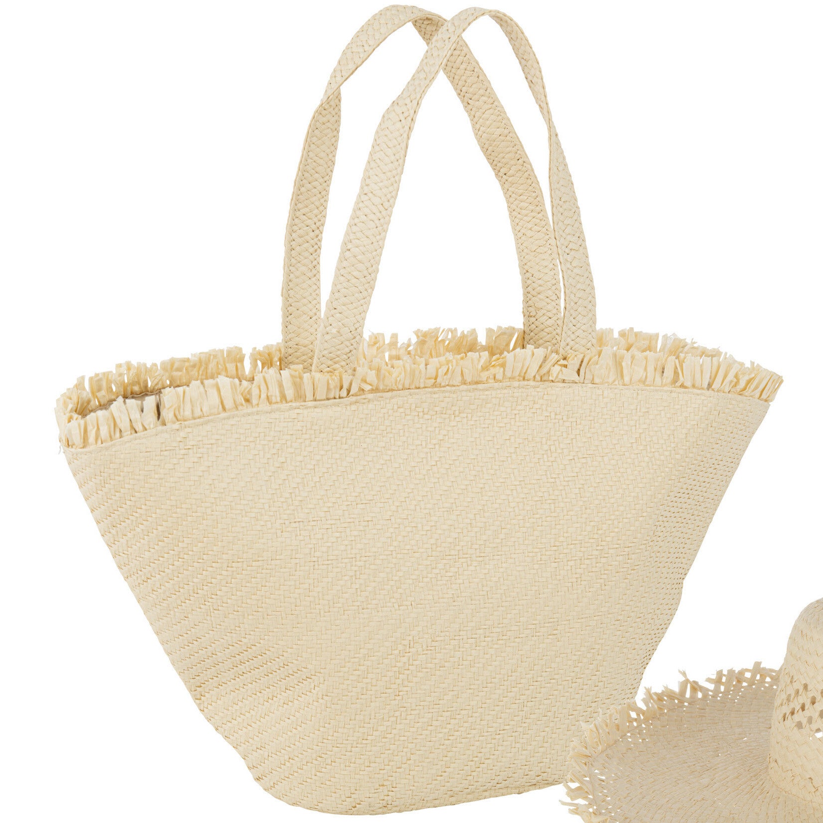 Strandtas met Hoed naturel 60x18x31cm