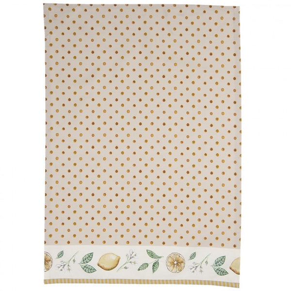 Theedoek Citroen band Katoen beige-geel recht 70x50cm