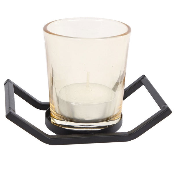 Theelicht Rik 1-lamp zwart-goud S 10x7x7cm