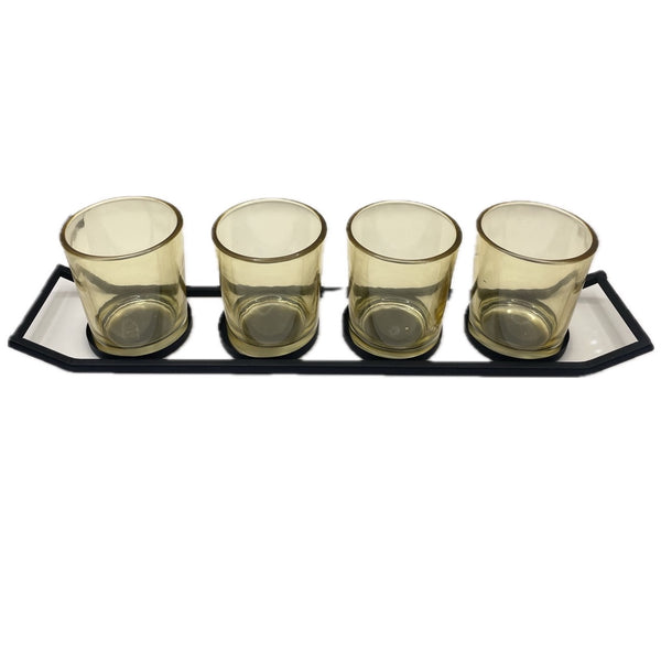 Theelicht Rik 4-lamp zwart-goud L 31x7x7cm