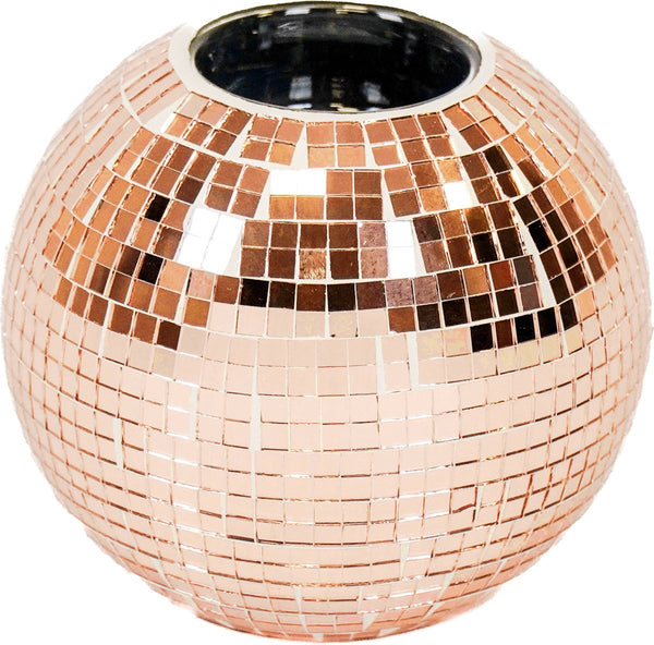 Theelichthouder Disco rosé goud 10x8cm