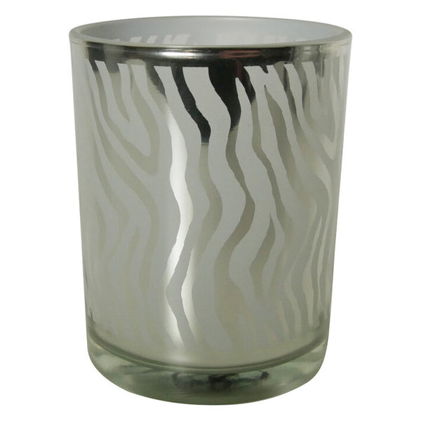 Windlicht Abstract zilver S 7x7x8cm