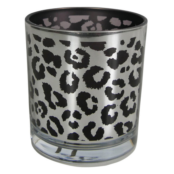 Windlicht Leopard zilver S 7x7x8cm