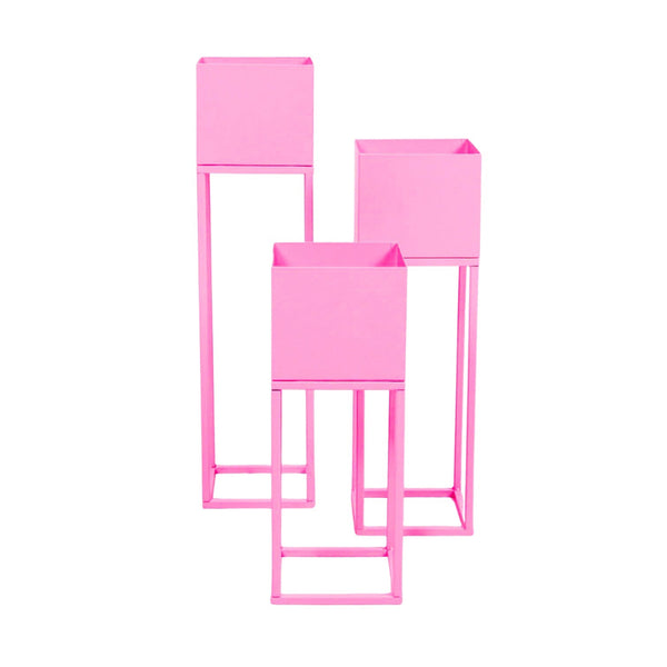 Plantenhouders Staand set-van-3 Metaal Roze 15x15x60/50/40cm